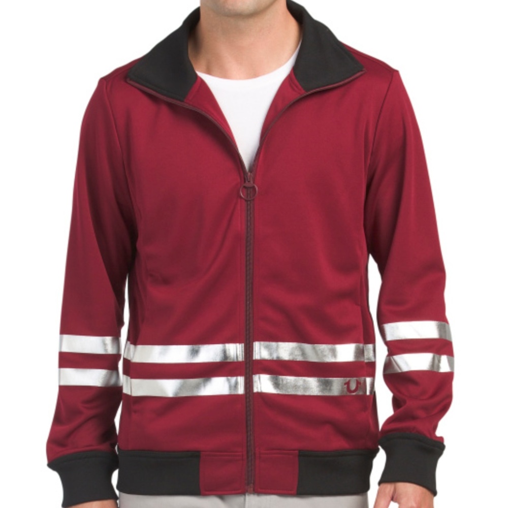 True Religion Foiler Stripe Sport Racer Red Jacket